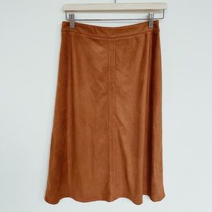 Brown Velvet Midi Skirt